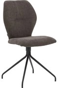 Goossens Eetkamerstoel Hera bruin stof leuning, modern design