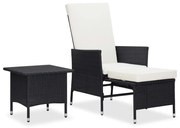 vidaXL 2-delige Loungeset met kussens poly rattan zwart