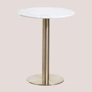 Ronde Bartafel In Marmer Cosmopolitan Wit & Ø60 Cm & Champagne Goud - Sklum