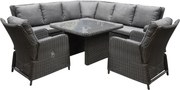 Bilbao Premium dining hoek loungeset 6 delig verstelbaar antraciet wicker