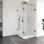 Brauer JC profielloze douchecabine 90x90cm 3-delig gunmetal geborsteld
