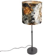 Stoffen Tafellamp zwart met kap bloemen 25 cm verstelbaar - Parte Modern E27 cilinder / rond Binnenverlichting Lamp