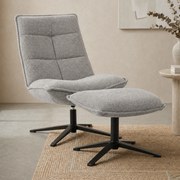 Eleonora Marcus Fauteuil Met Hocker Lichtgrijs Boucle