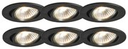 Set van 6 inbouwspots zwart kantelbaar - Cisco
