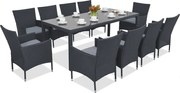 Milan/Grenada 10 technorattan tuinmeubelen met grote Garden Point tafel antraciet