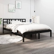 vidaXL Bedframe massief hout zwart 150x200 cm 5FT King Size