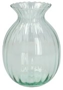 Vaas, ribbels, groen glas, 20 cm