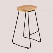 Set Van 4 Hoge Krukken Van Staal En Iepenhout Neicol Zwart & ↑75 Cm - Sklum