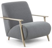 Kave Home Meghan Grijze Fauteuil Retro Met Hout