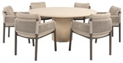 Hampton Savanne dining tuinset 160xH75 cm rond 7 delig mortex terre 4 Seasons Outdoor