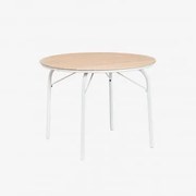 Ronde Eettafel Ø100 Cm Van Aluminium En Acaciahout Basper Gardenia Wit - Sklum