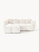 Modulaire teddy bouclé bank Tayla (2-zits) met poef (links/rechts)
