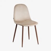 Pak 2 Glamm Fluwelen Eetkamerstoelen Bruin - Tarwe & Donker Hout - Sklum