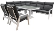 Pacific hoek dining loungeset 7 delig aluminium wit verstelbaar