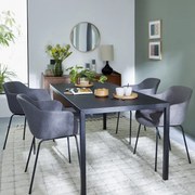 Eettafel, zwart gelakt staal, 6 personen, HIBA