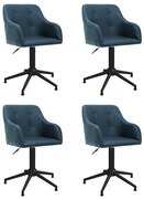 vidaXL Eetkamerstoelen draaibaar 4 st stof blauw