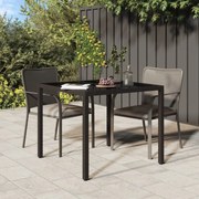 vidaXL Tuintafel 90x90x75 cm gehard glas en poly rattan bruin