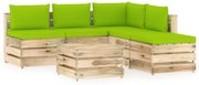 vidaXL 6-delige Loungeset met kussens groen geïmpregneerd hout