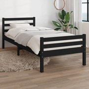 vidaXL Bedframe massief hout zwart 75x190 cm 2FT6 Small Single