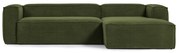 Kave Home Blok Moderne Hoekbank 300 Cm Ribstof Groen Chaise Longue Rechts