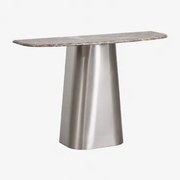 Moreila Halfronde Console 120x40 Cm In Natuursteen En Roestvrij Staal Bruin Marmer Emperador - Sklum