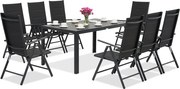 Aluminium tuinmeubelen polywood Verona voor 8 personen Garden Point zwart