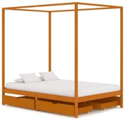 vidaXL Hemelbedframe met 4 lades massief grenenhout 140x200 cm