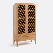 Hoge buffetkast met 2 deuren en 1 lade van eikenhout en fineer, Anda