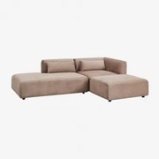 2-delige Modulaire Hoekbank Met Chaise Longue Links En Fogler Poef Corduroy Kameelbruin - Sklum