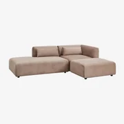 2-delige Modulaire Hoekbank Met Chaise Longue Links En Fogler Poef Corduroy Kameelbruin - Sklum