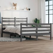 vidaXL Bedframe massief grenenhout grijs 160x200 cm