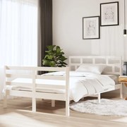 vidaXL Bedframe massief hout wit 120x190 cm 4FT Small Double