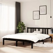 vidaXL Bedframe massief hout zwart 140x190 cm