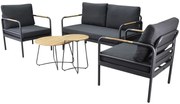 Florina stoel bank loungeset 5 delig aluminum teak antraciet