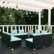 vidaXL 8-delige Loungeset met kussens poly rattan zwart