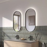 Ben Vita ovale spiegel met LED verlichting en anti-condens 40x80 cm Mat Zwart