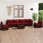 vidaXL 7-delige Loungeset met kussens poly rattan bruin