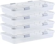 VEVOR Onderbed Opbergbox 4 Stuks Oprolbaar (805 x 396 x 175 mm) Onderbedcontainer met deksel en grijze sluiting, Opbergbox Organizer voor Kleding, Schoenen, Dekens, Slaapkamer