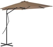 vidaXL Parasol met stalen paal 300 cm taupe