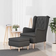 vidaXL Fauteuil met voetenbank stof donkergrijs