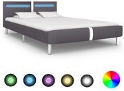 vidaXL Bedframe met LED kunstleer grijs 120x200 cm