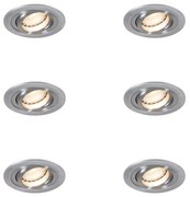 Set van 6 Moderne inbouwspot staal - Rondoo
