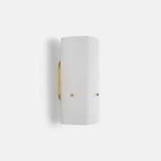 Wandlamp in messing en geribbeld glas, Danny