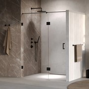 Brauer Void profielloze nisdeur 150cm met draaideur 70cm aan glas zwart mat