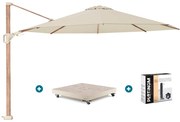 Platinum Challenger parasol Premium T2 3.5 - Champagne Teak + vulbare voet + hoes