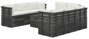 vidaXL 9-delige Loungeset met kussens pallet massief grenenhout