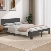 vidaXL Bedframe massief hout grijs 135x190 cm 4FT6 Double