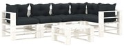 vidaXL 6-delige Loungeset met antracietkleurige kussens pallet hout