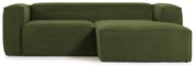 Kave Home Blok Hoekbank Met Chaise Longue Ribstof Groen Chaise Longue Rechts 240 Cm