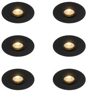 Set van 6 Moderne inbouwspot zwart 12 cm - Buco
